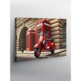Tablo Mega Kanvas Tablo Retro Vespa Ve Telefon Kulübesi YTCNVS501081, 50 x 70