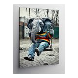 Tablo Mega Kanvas Tablo Salıncaktaki Fil 70 X 100 Cnvsdkey-125690-70-100