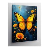 Tablo Mega Kanvas Tablo Sarı Kelebek Ve Çiçekler 100 X 140 Cnvsdkey-130088-100-140
