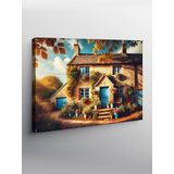 Tablo Mega Kanvas Tablo Taş Duvar Ve Çiçek Temalı Ev YTCNVS506993, 100 x 140