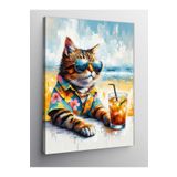 Tablo Mega Kanvas Tablo Tatilde Gözlük Takan Kedi 70 X 100 Cnvsdkey-128243-70-100