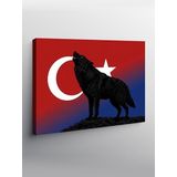 Tablo Mega Kanvas Tablo Türk Bayrağı Ve Kurt Silüeti YTCNVS505632, 100 x 140