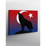 Tablo Mega Kanvas Tablo Türk Bayrağı Ve Kurt YTCNVS502631, 100 x 140