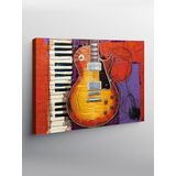 Tablo Mega Kanvas Tablo Turuncu Gitar Deseni YTCNVS504349, 70 x 100