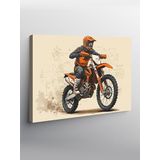 Tablo Mega Kanvas Tablo Turuncu Motokros Motoru Çizimi YTCNVS506864, 70 x 100