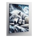 Tablo Mega Kanvas Tablo Uyuyan Kurt Ailesi Ve Dolunay 70 X 100 Cnvsdkey-116093-70-100