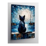 Tablo Mega Kanvas Tablo Van Gogh Tarzı Siyah Kedi 50 X 70 Cnvsdkey-116014-50-70