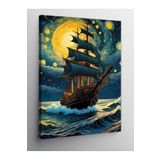tablo mega Kanvas Tablo Van Gogh Tarzında Yelkenli Gemi, 70cm x 100cm