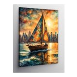 tablo mega Kanvas Tablo Yağlı Boya Yelkenli Tekne, 50cm x 70cm
