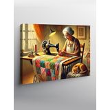 Tablo Mega Kanvas Tablo Yaşlı Kadın Ve Dikiş Makinesi YTCNVS502822, 100 x 140
