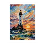 tablo mega Yağlı Boya Deniz Feneri Desenli Ahşap Tablo, 50cm x 70cm