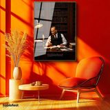 Tablofest Altın Renk Metal Çerçeveli Tamperli Cam Tablo Atatürk Makam Çalışma Masası Atatürk Tablosu Duvar Dekoru - 40 x 60