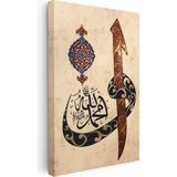Tablofest Dikey Kanvas Tablo Allah Muhammed Elif Vav Yazılı Dini Islami Tablo Ev Ofis Duvar Dekoru - 30 x 45