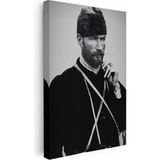 Tablofest Dikey Kanvas Tablo Atatürk Sakallı Kalpaklı Nadir Portre Atatürk Tablosu Ev Ofis Duvar Dekoru - 40 x 60