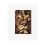 tablohouse- Aslan Kral Cam Tablo SARI KIRMIZI SİYAH MAVİ 46 x 72