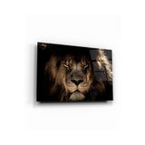 tablohouse Aslan Ve Gözleri Cam Tablo SARI KIRMIZI BEYAZ MAVİ 46 x 72