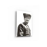 tablohouse Beyaz Atatürk Baskılı Cam Tablo SARI KIRMIZI BEYAZ MAVİ 46 x 72