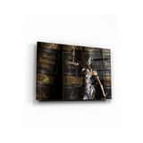 tablohouse Bronz Themis Heykeli Cam Tablo SARI KIRMIZI BEYAZ MAVİ 105 x 70