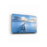 tablohouse Buz Mavisi Cam Tablo SARI KIRMIZI BEYAZ MAVİ 60 x 90