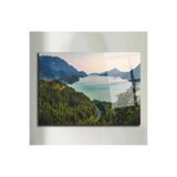 tablohouse Dağ Ve Deniz Cam Tablo sarı kırmızı siyah mavi 40 x 60