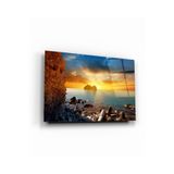 tablohouse Güneşin Doğuşu Cam Tablo SARI KIRMIZI BEYAZ MAVİ 35 x 50