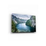 tablohouse Irmak Ve Vadi Cam Tablo SARI KIRMIZI BEYAZ MAVİ 105 x 70