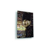 tablohouse MUSTAFA KEMAL ATATÜRK RESİMLERİNDEN OLUŞTURULMUŞ CAM TABLO SİYAH KIRMIZI BEYAZ MAVİ KAHVERENGİ YEŞİL 60 x 90