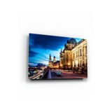 tablohouse Müze Cam Tablo SARI KIRMIZI BEYAZ MAVİ 46 x 72