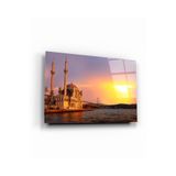 tablohouse Ortaköy Camii Cam Tablo SARI KIRMIZI BEYAZ MAVİ 46 x 72
