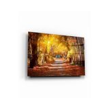 tablohouse Sonbahar Yolu Cam Tablo SARI KIRMIZI BEYAZ MAVİ 105 x 70