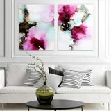 Tablolife Abstract Akvarel İkili Set Yağlı Boya Dokulu Tablo
