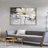 Tablolife Beyaz Papatya 60x90 cm Yağlı Boya Dokulu Tablo