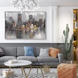 Tablolife Grey City 60x90 cm Yağlı Boya Dokulu Tablo