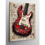 Tablolife Kırmızı Elektro Gitar 60 x 90 cm Kanvas Tablo