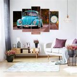 Tablolife Mavi Vosvos 60 x 100 cm 5 Parçalı Saatli Kanvas Tablo