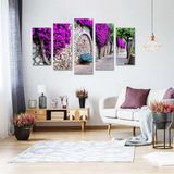Tablolife Mor Salkımlı Sokak 5 Parçalı 60 x 100 cm Kanvas Tablo
