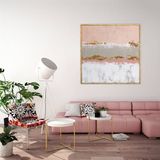 Tablolife Pembe Beyaz 80x80 cm Yağlı Boya Dokulu Tablo