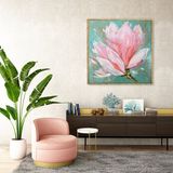 Tablolife Pink Flower 80x80 cm Yağlı Boya Dokulu Tablo