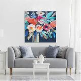 Tablolife Renkli Çiçekler 80x80 cm Yağlı Boya Dokulu Tablo