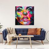 Tablolife Renkli Kadın Silüeti 80x80 cm Yağlı Boya Dokulu Tablo