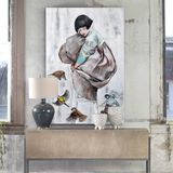 Tablolife Sığırcık Kuşları ve Küçük Kız 60 x 90 cm Yağlı Boya Dokulu Tablo