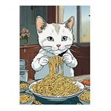 Tablomega Afacan Kedi Ve Spagetti Makarna Dekoratif Ahşap Tablo 25cmx 35cm