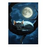 Tablomega Ağaçta Uyuyan Beyaz Kedi Model Ahşap Tablo 35cm X50cm