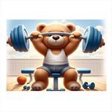 Tablomega Ağırlık Kaldıran Sevimli Panda Dekoratif Ahşap Tablo 25cmx 35cm