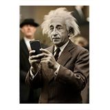 Tablomega Albert Einstein Ve Telefon Hediyelik Ahşap Tablo 25cmx 35cm