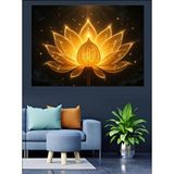 Tablomega Altın Işıklı Lotus Dekoratif Kanvas - Mdf Ahşap Tablo