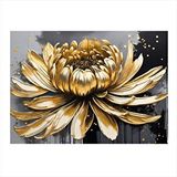 Tablomega Altın Rengi Çiçek Dekoratif Ahşap Tablo 25cmx 35cm