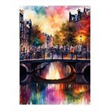 Tablomega Amsterdam'daki Köprü Modern Ahşap Tablo 35cm X50cm
