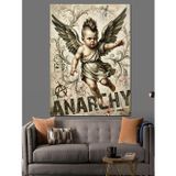 Tablomega Anarchy Yazılı Küçük Melek Figürü Dekoratif Kanvas - Mdf Ahşap Tablo