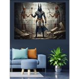 Tablomega Antik Mısır Tanrısı Anubis İllüstrasyonu Dekoratif Kanvas - Mdf Ahşap Tablo